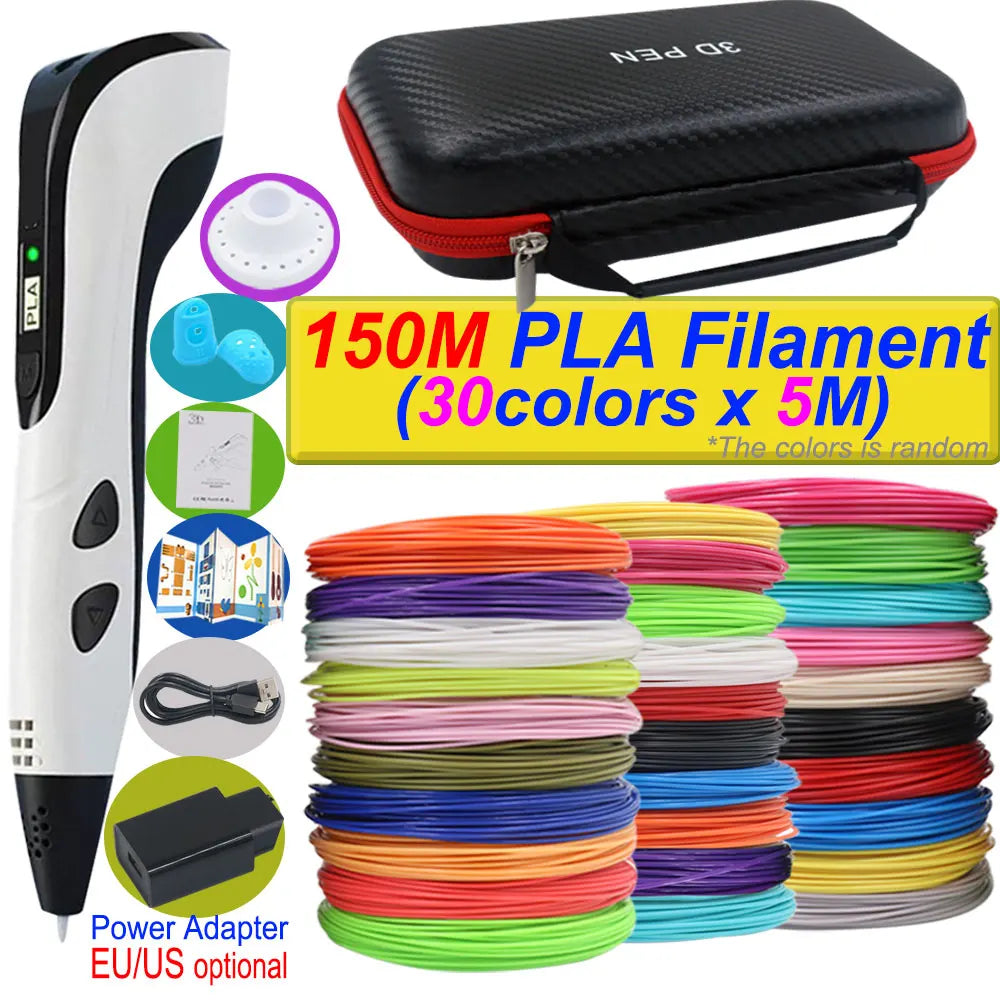 Penna 3D per bambini – Display LCD, velocità regolabile e kit con filamento PLA e custodia