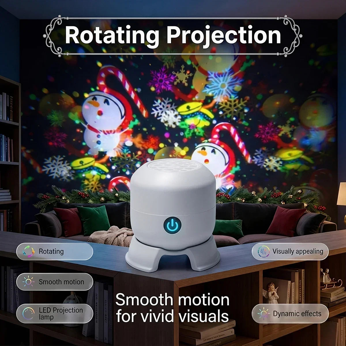 Rechargeable Christmas Projector Night Light – 22 Rotating Patterns