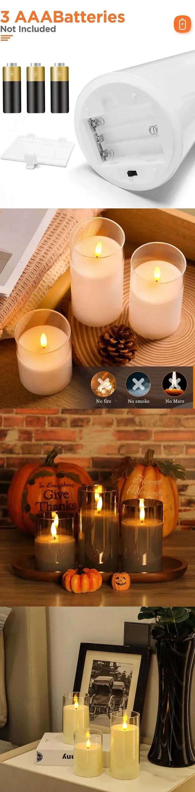 Flickering LED Flameless Candles – Real-Look Acrylic Set with Remote & Timer