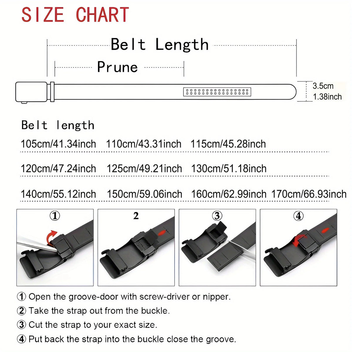 Men's Leather Click Belt – Automatic Buckle, Sizes up to 170 cm