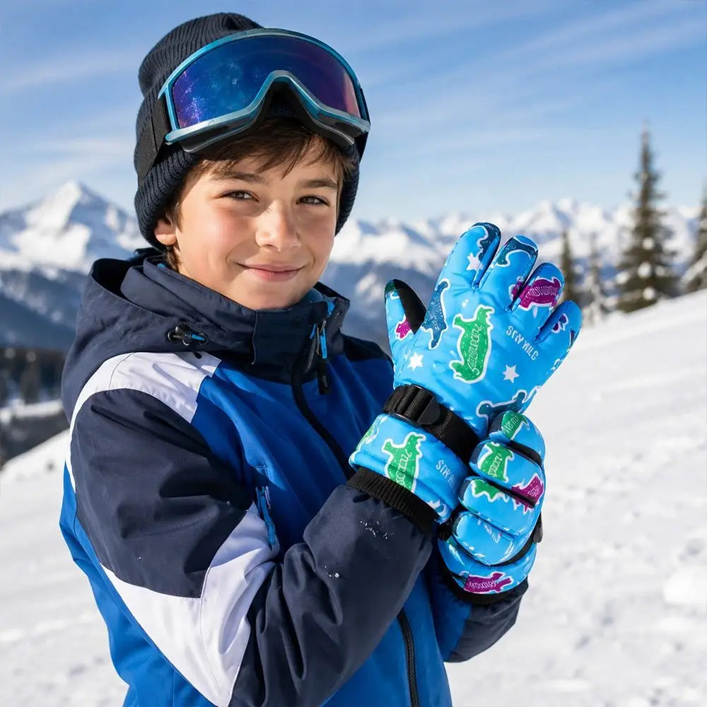 Youth Ski Gloves – Windproof Non-Slip Snow Gloves (Ages 9–15)