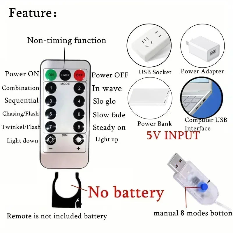 LED Curtain Fairy Lights with Remote – USB, 8 Modes, 3 m to 6 m