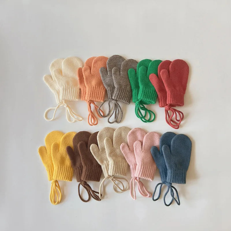 Baby Knit Mittens with String – Wool-Blend Toddler Mittens (Ages 1–4)