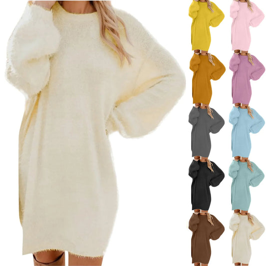 Women's Crewneck Knee-Length Sweater Dress
