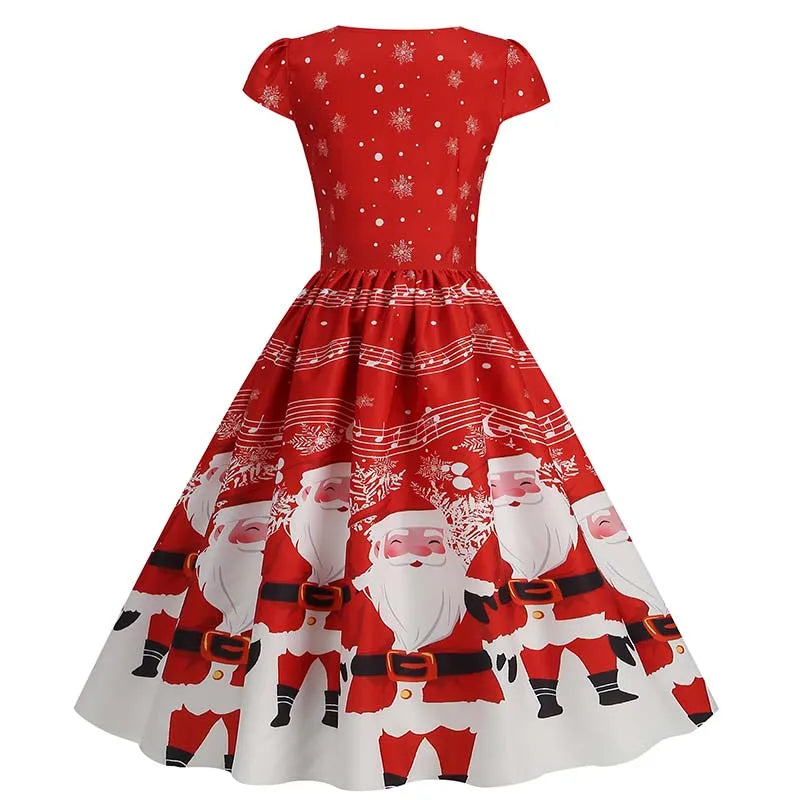 Women's Vintage-Style Printed A-Line Party Dress