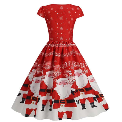 Bedrucktes A-Linien-Partykleid für Damen im Vintage-Stil
