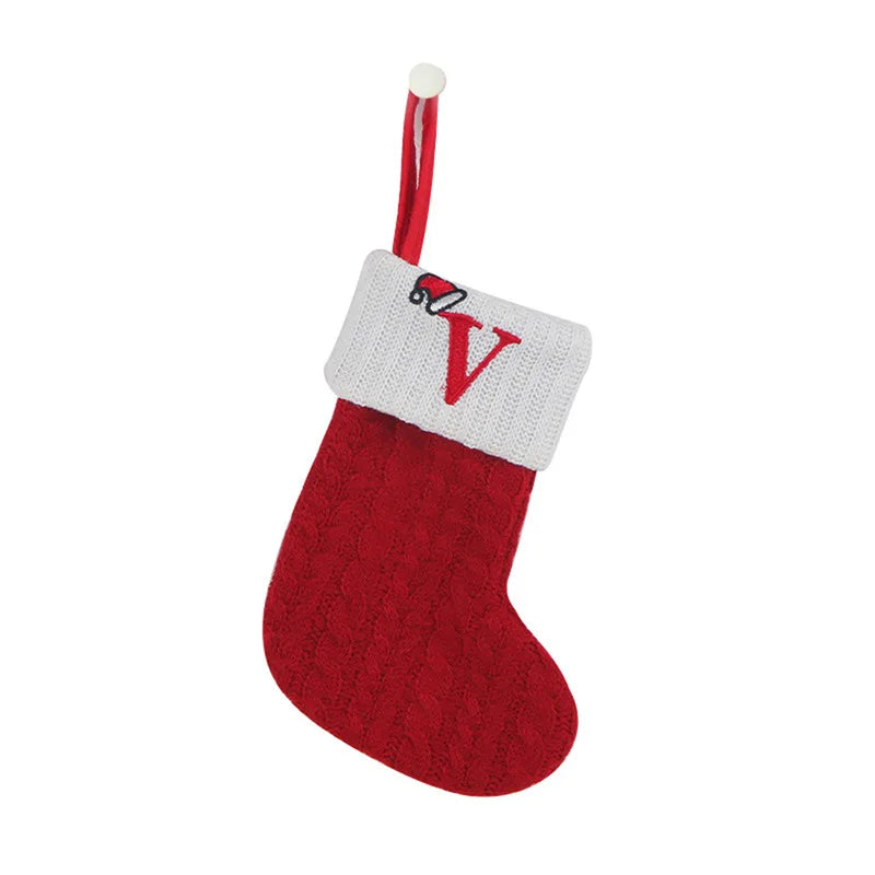 Knitted Initial Christmas Stocking – Letter A–Z Personalized
