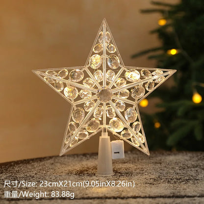 Glitzernder Stern als Christbaumspitze – 15 cm funkelnder Stern-Baumschmuck