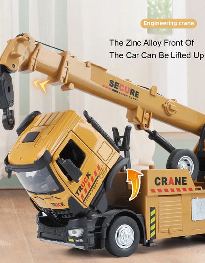 1:24 Diecast Crane & Mixer Truck with Lights, Sounds & Pull-Back