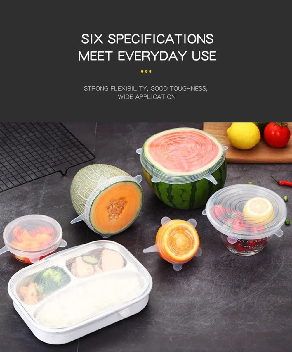 Silicone Stretch Lids – 6-Piece Reusable Food & Bowl Covers