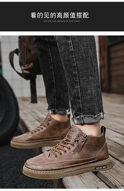 Lässige Herren-Schnürstiefeletten aus PU