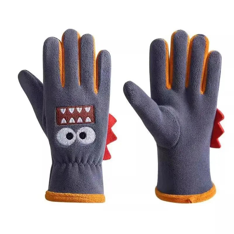 Kids' Plush Five-Finger Winter Gloves – Ages 6–12