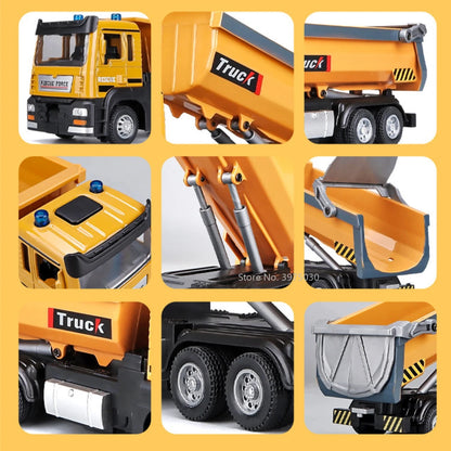 1:50 Die-Cast Dump Truck – Pull-Back Toy with Lights & Sounds