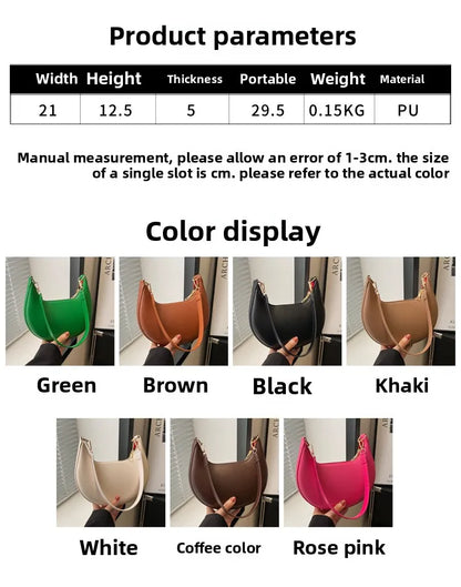 Women's Crescent Moon Shoulder Bag – Soft Vegan Leather Handbag