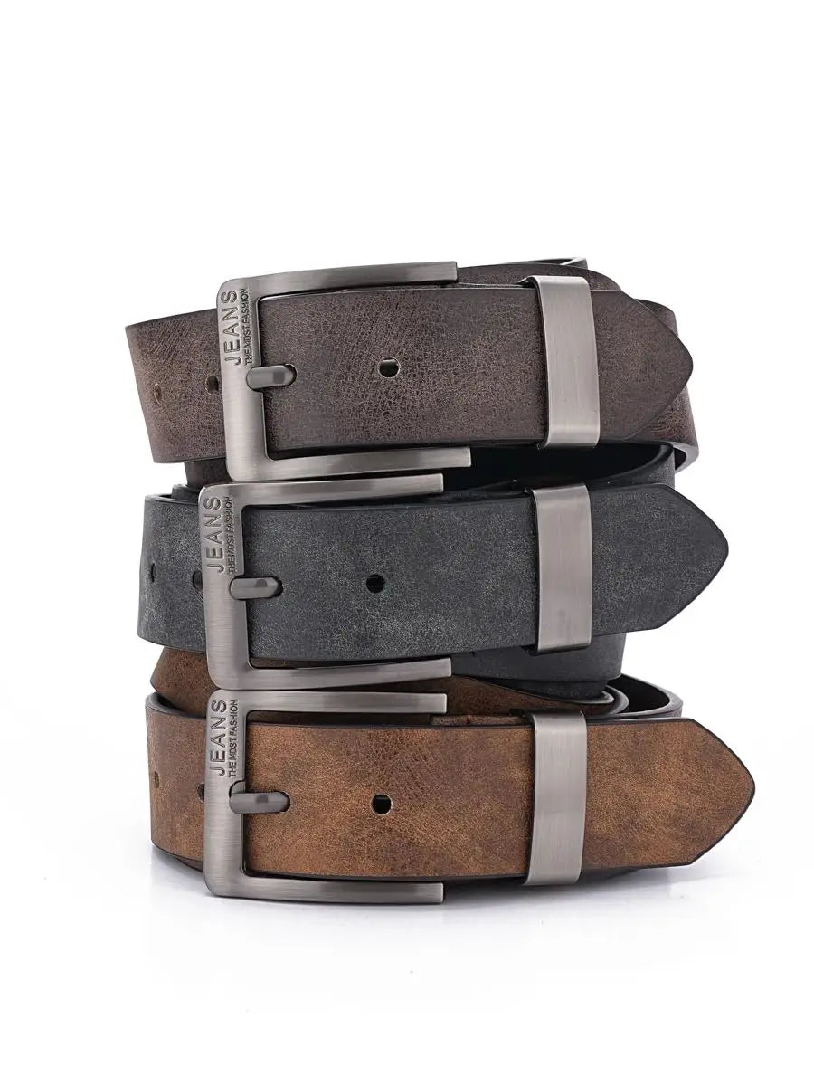 Western Retro Belt – Faux Leather with Metal Buckle, Unisex