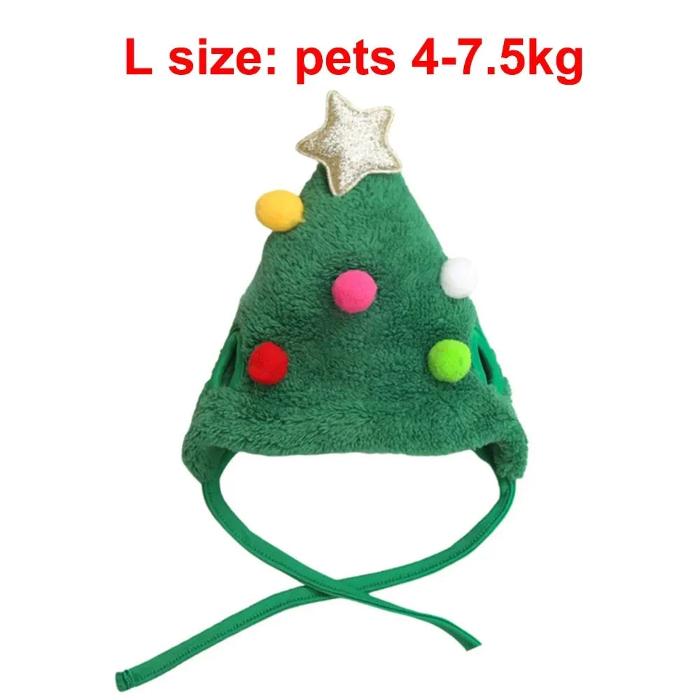 Christmas Pet Costume Set – Santa or Reindeer Hat with Scarf for Cats & Small Dogs