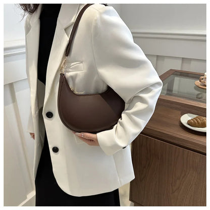 Women's Crescent Moon Shoulder Bag – Soft Vegan Leather Handbag
