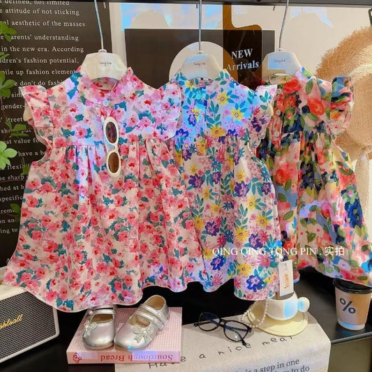 Girls' Breathable A-Line Beach Dress - Soft Summer Holiday Dress, Sizes 80-140cm