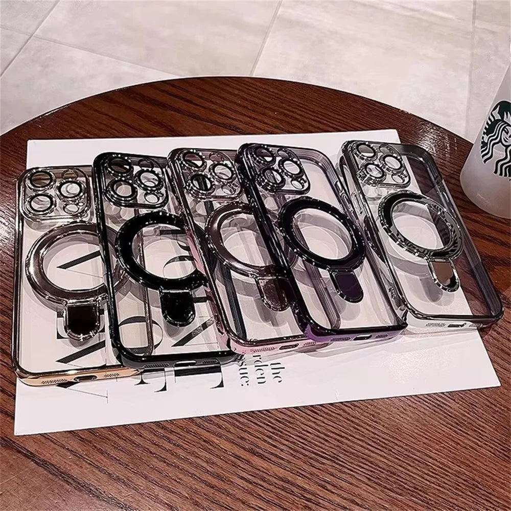Clear Magnetic iPhone Case with Ring Stand