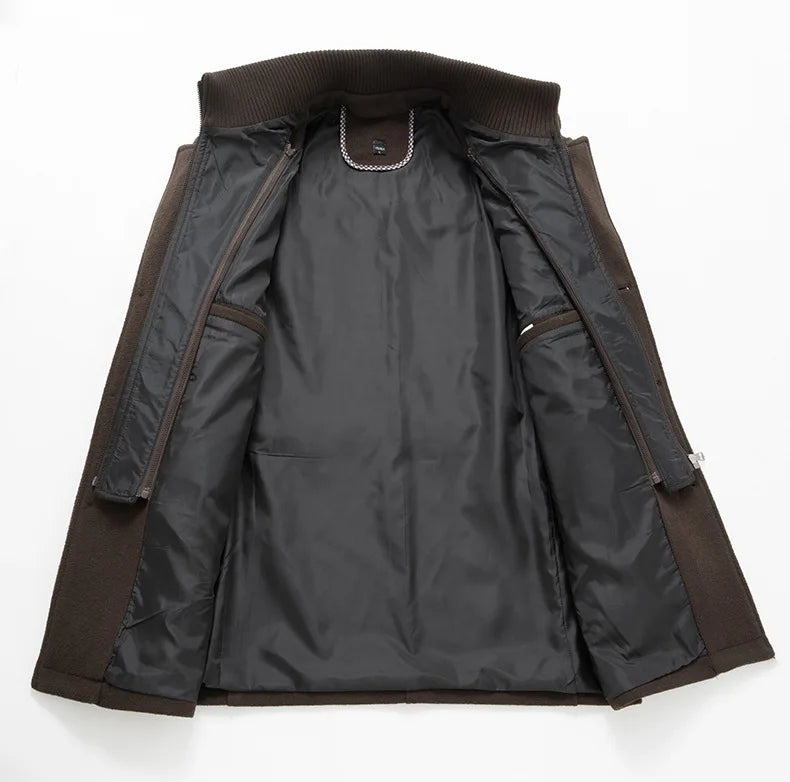 Men's Casual Business Woolen Overcoat Double-Collar Cold-Resistant Jacket Fashionable Autumn Winter 2025