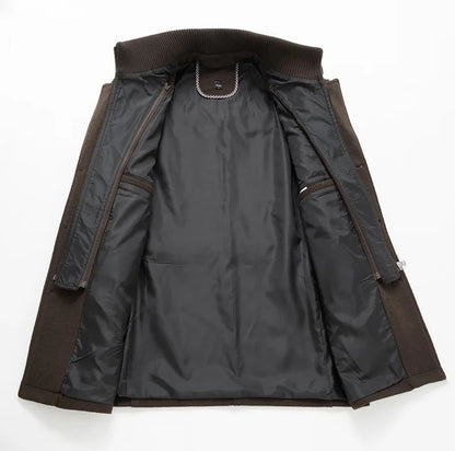 Abrigo largo de poliéster para hombre Rindu con cuello desmontable