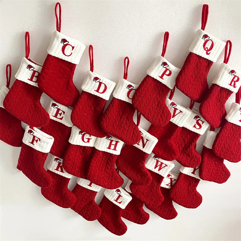 Knitted Initial Christmas Stocking – Letter A–Z Personalized