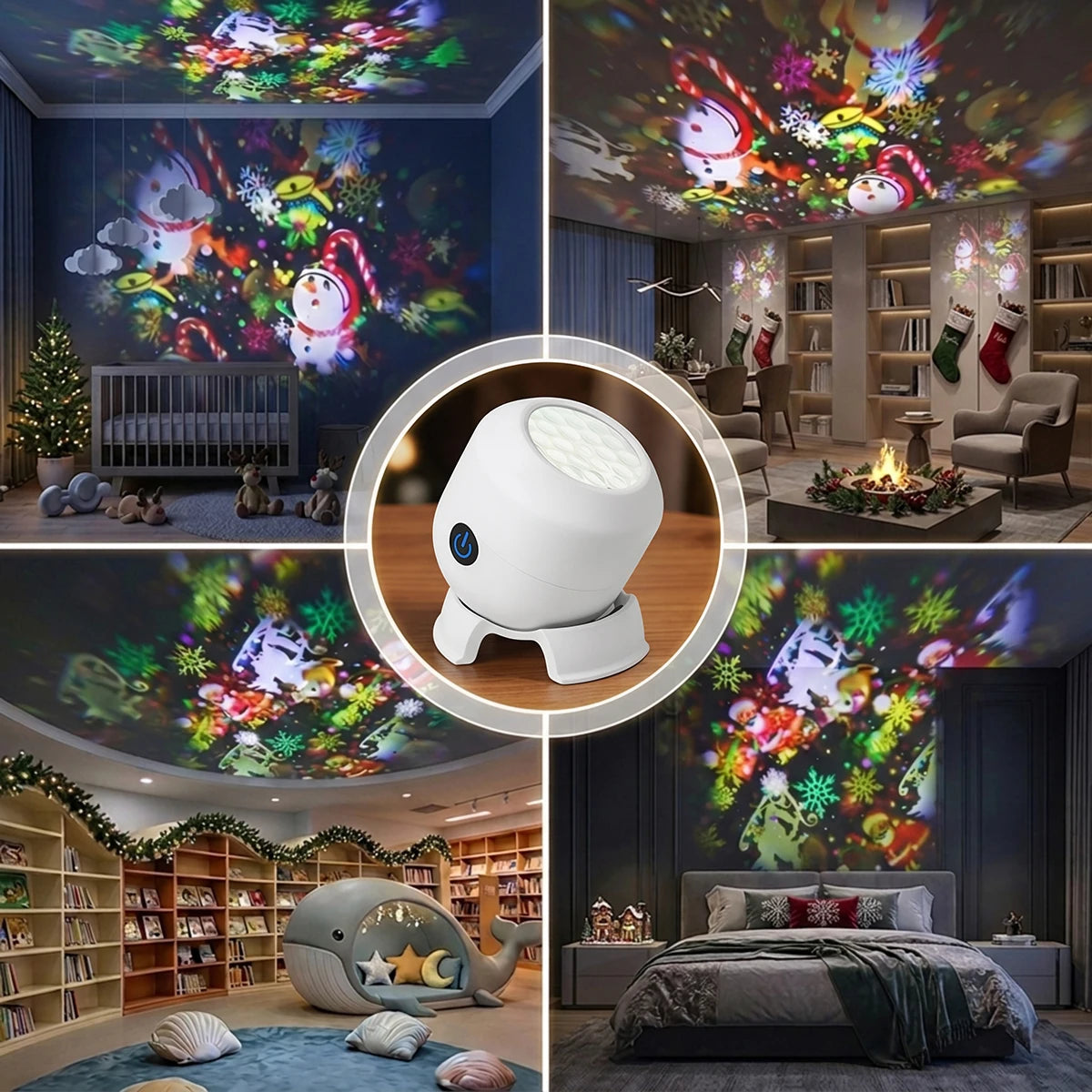 Rechargeable Christmas Projector Night Light – 22 Rotating Patterns