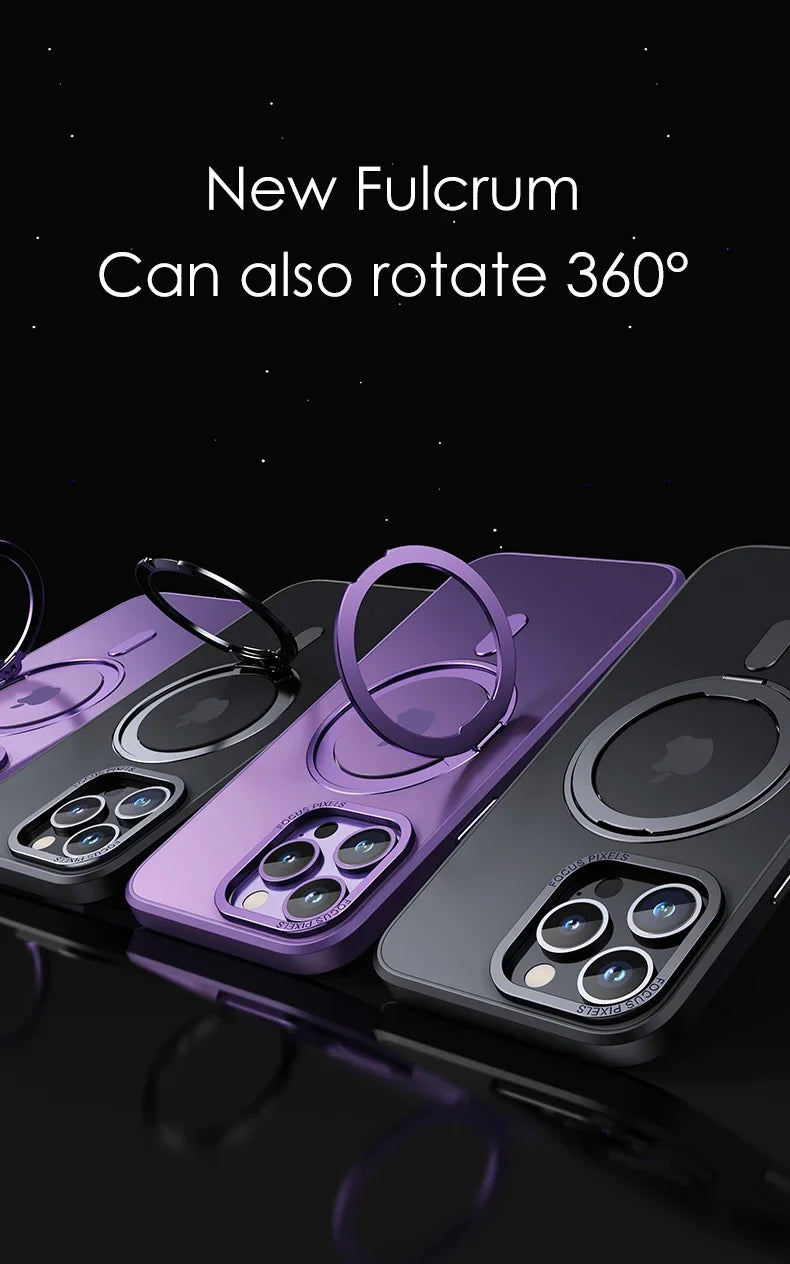 Magnetic iPhone Case with 360° Rotating Ring Stand