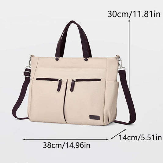 Women's Nylon Laptop Shoulder Bag - Lightweight Commuter Briefcase with Dual Pockets