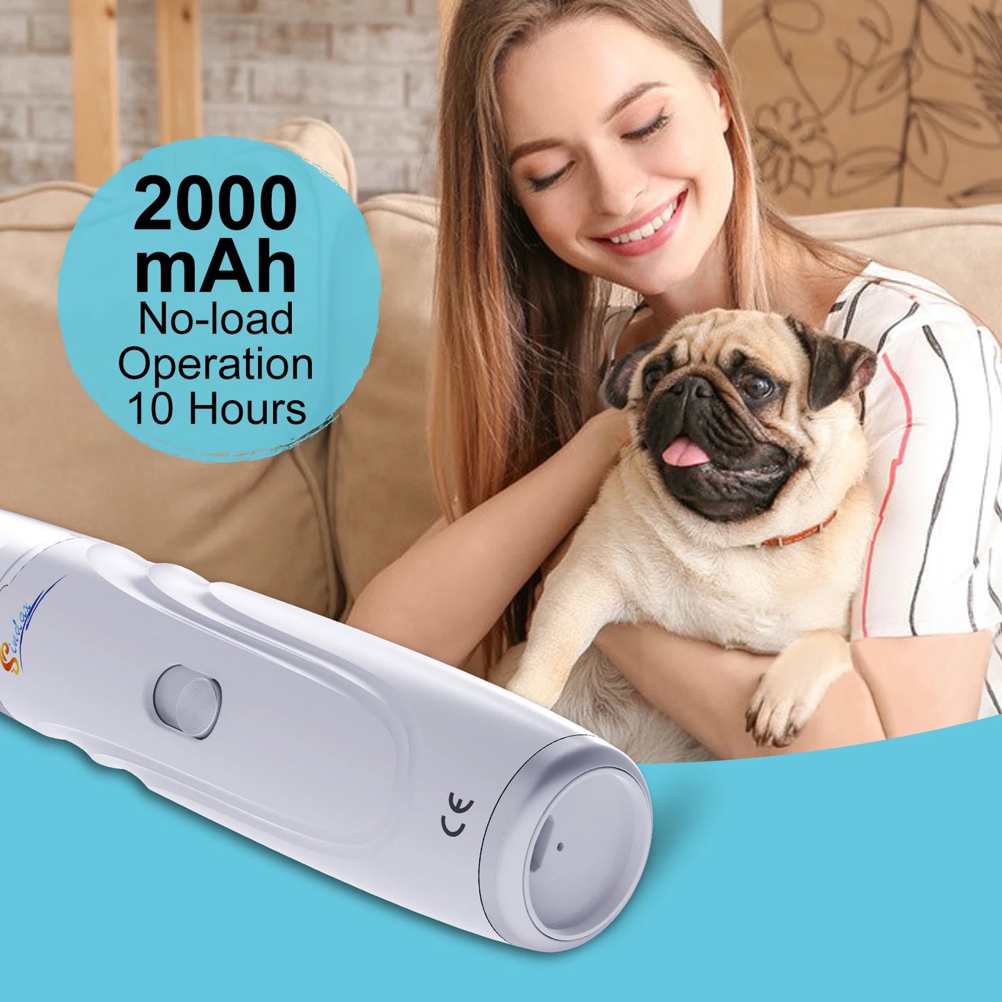 Dog Nail Grinder USB Rechargeable Electric Pet Claw Trimmer – Painless, Low Noise, 2-Speed