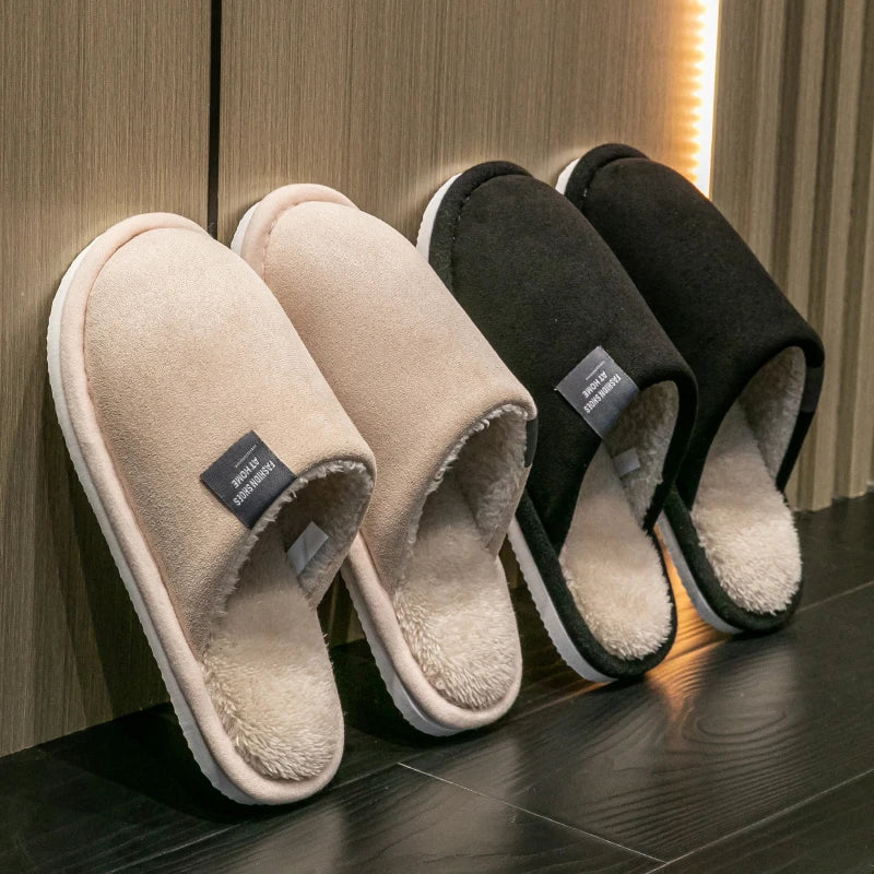 Men's Plush Winter Slippers – Warm Non-Slip House Shoes