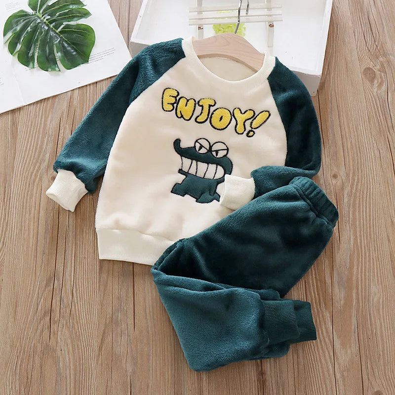Kids' Flannel Fleece Pajama Set – Warm Toddler Sleepwear, 9 Months–6T