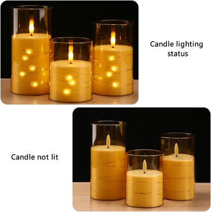 Candele a Pilastro LED Senza Fiamma con Telecomando e Timer | Set da 3 | Luci a Stella Integrate | 3 Colori