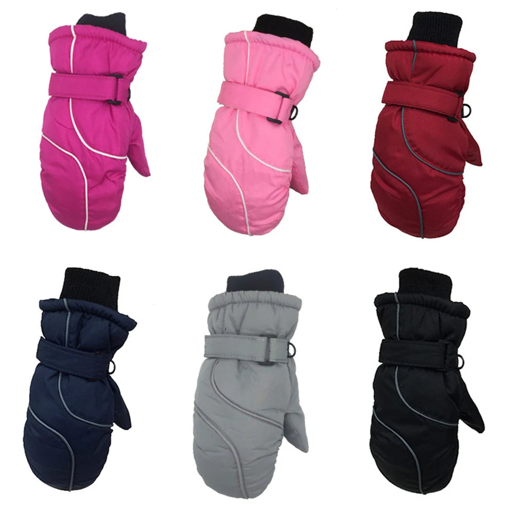 Kids' Long-Cuff Ski Mittens – Velvet-Lined Snow Mittens