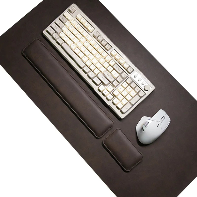 Large PU Leather Desk Mat with Keyboard Wrist Rest & Mouse Wrist Pad, Non-Slip Extended Pad for Office Gaming Desktop