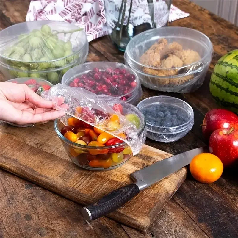 Disposable Stretch Bowl Covers – 100 Pack for Leftovers & Meal Prep