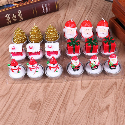 Weihnachtsfiguren-Kerzen 3er-Pack | Weihnachtsmann, Schneemann & festliche Motive | 6 Farben | Weihnachts- & Hochzeitsdekoration