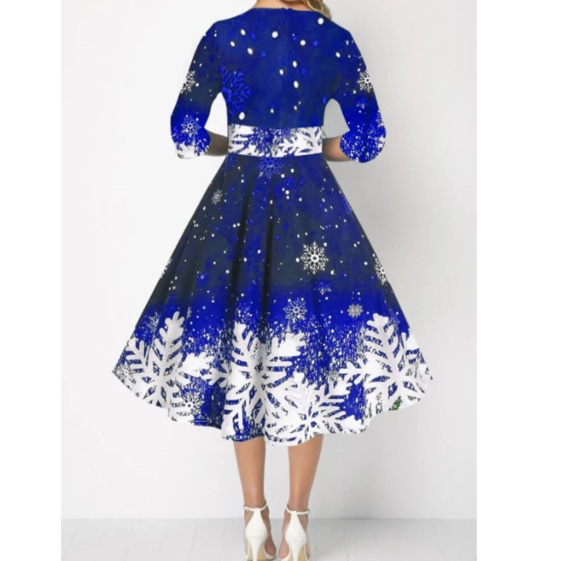 Women's Printed Half-Sleeve A-Line Mini Dress