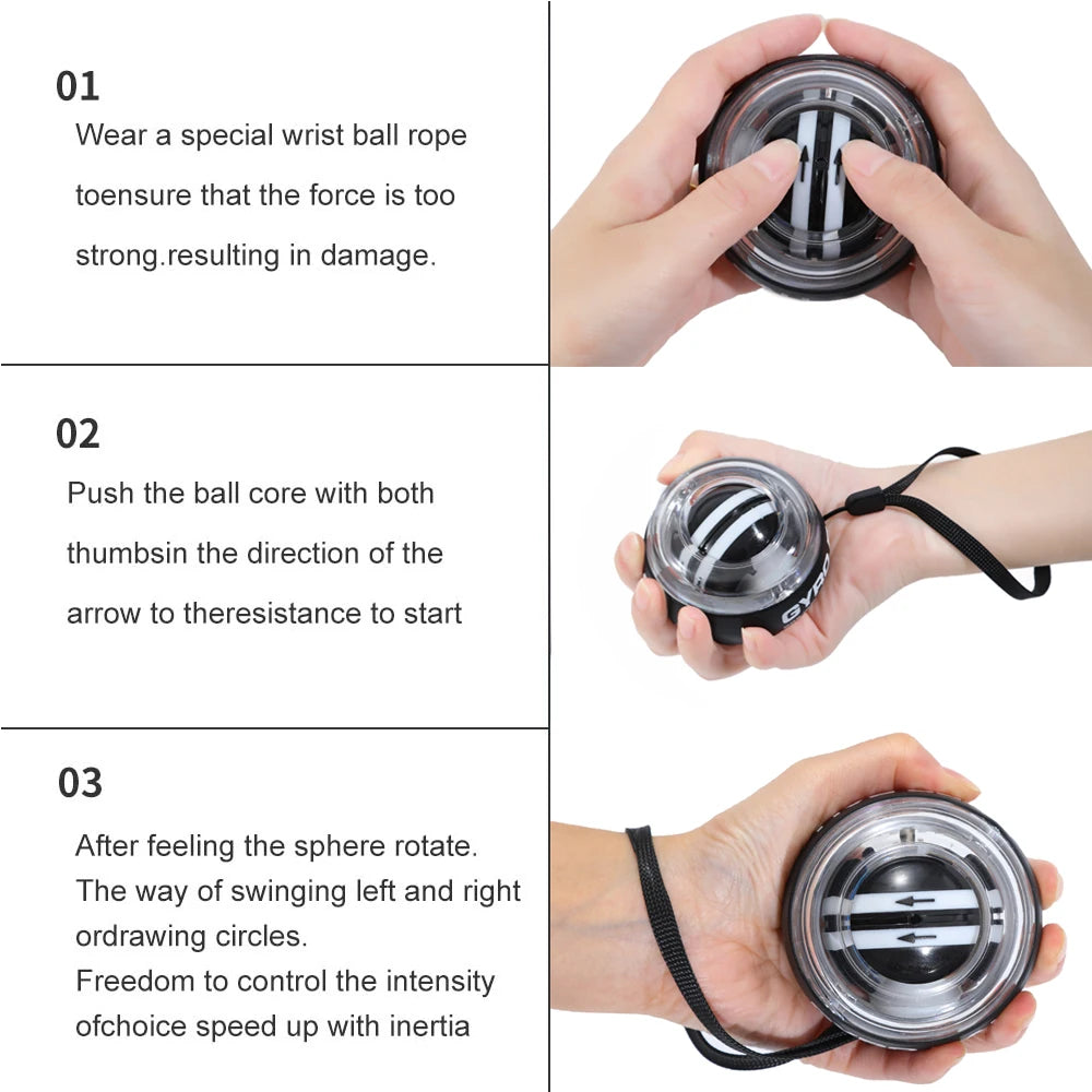 Wrist Power Wrist Hand Ball Auto-Start Grip Ball Strengthener Gyroscopic Arm Gyro Hand Ball Home Fitness Forearm Exerciser
