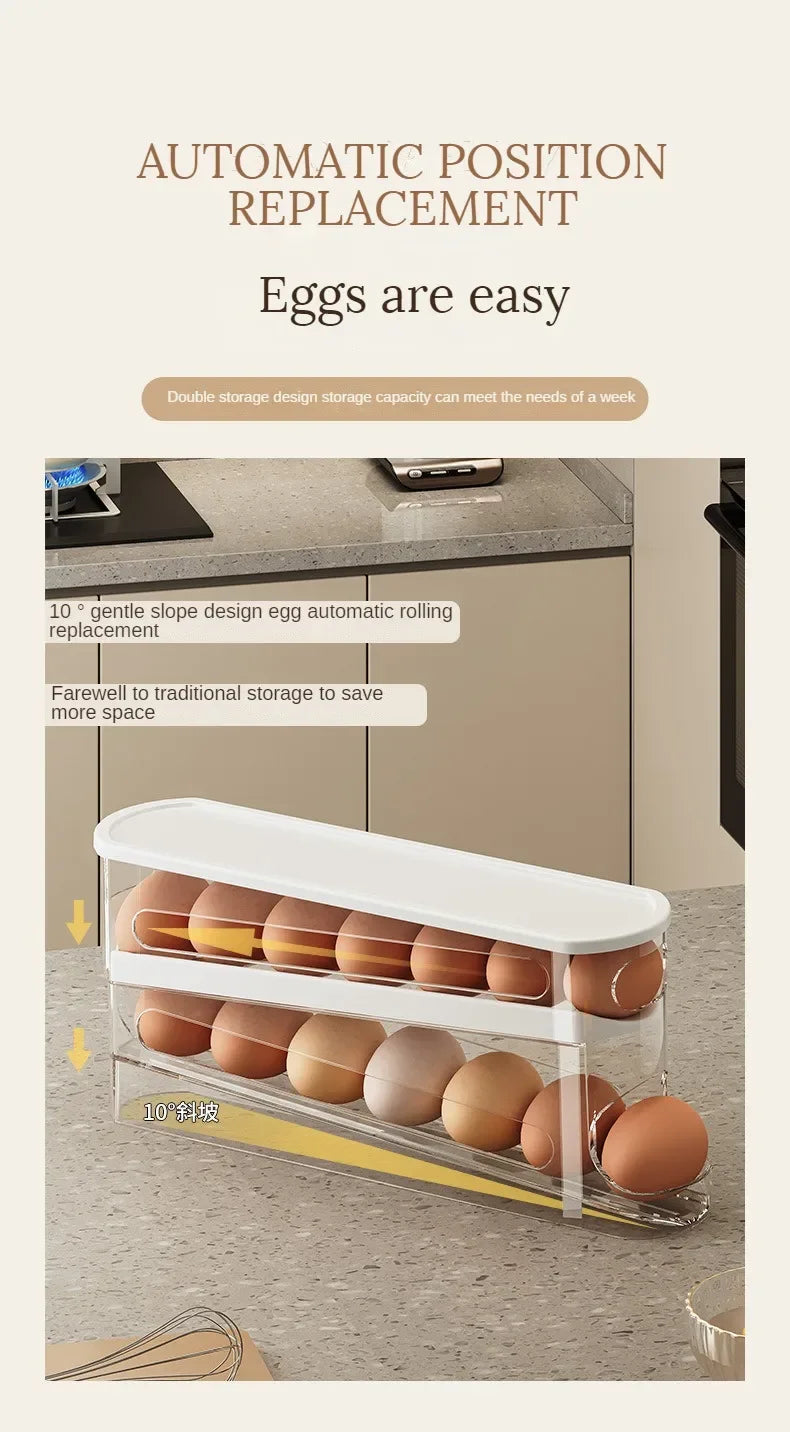 2-Tier Rolling Egg Dispenser for the Fridge – Space-Saving Organizer