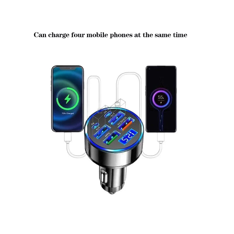 6-Port Car Charger with Digital Display