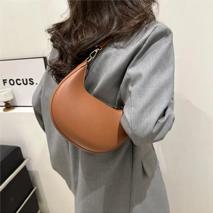 Women's Crescent Moon Shoulder Bag – Soft Vegan Leather Handbag