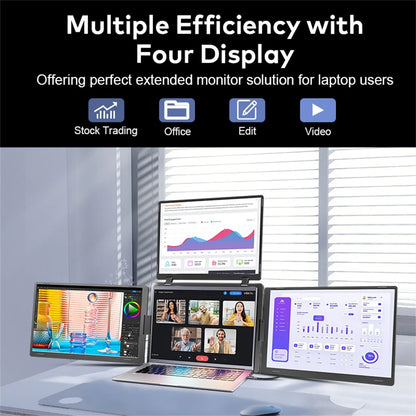 Rospider Extensor portátil de triple pantalla para portátiles – 14" a 18,5", FHD IPS, Plegable, Compatible con MacBook y Windows