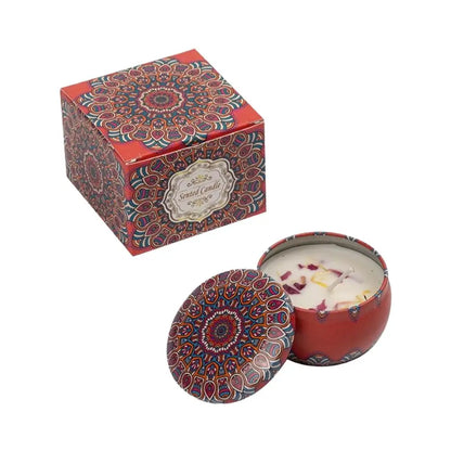Duftkerzen aus Sojawachs mit Trockenblumen in Retro-Dose | 8 Düfte | Aromatherapie für Zuhause, Büro & Geschenk