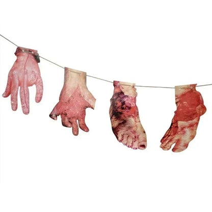 Banner a ghirlanda per Halloween Horror con armi sanguinose – Decorazioni per feste a tema zombie e vampiri per bar e club
