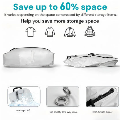 Sacca sottovuoto da viaggio con pompa elettrica | Sacca a compressione ermetica IP67, 17 L