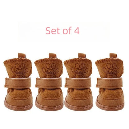 Bottes de neige en peluche pour chien – Lot de 4 chaussons chauds et antidérapants pour petits chiens