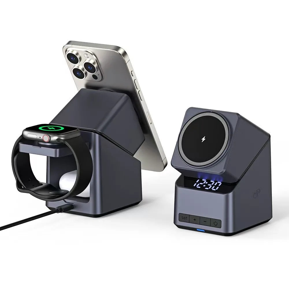 4-in-1 Magnetic Charging Station with Digital Clock