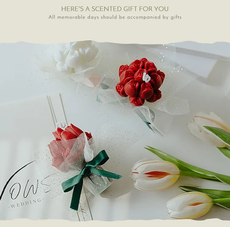 Handmade Tulip Bouquet Candle Scented Candle Aromatherapy Soy Wax Candle Wedding Birthday Candles Party Home Decoration