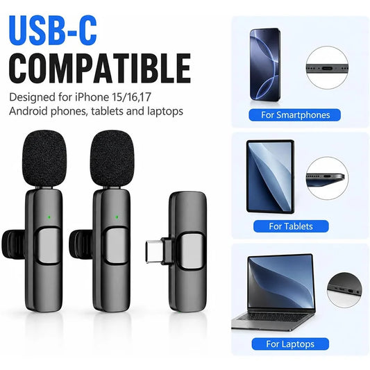 Micro-cravate sans fil pour iPhone et téléphones USB-C – 1 ou 2 micros